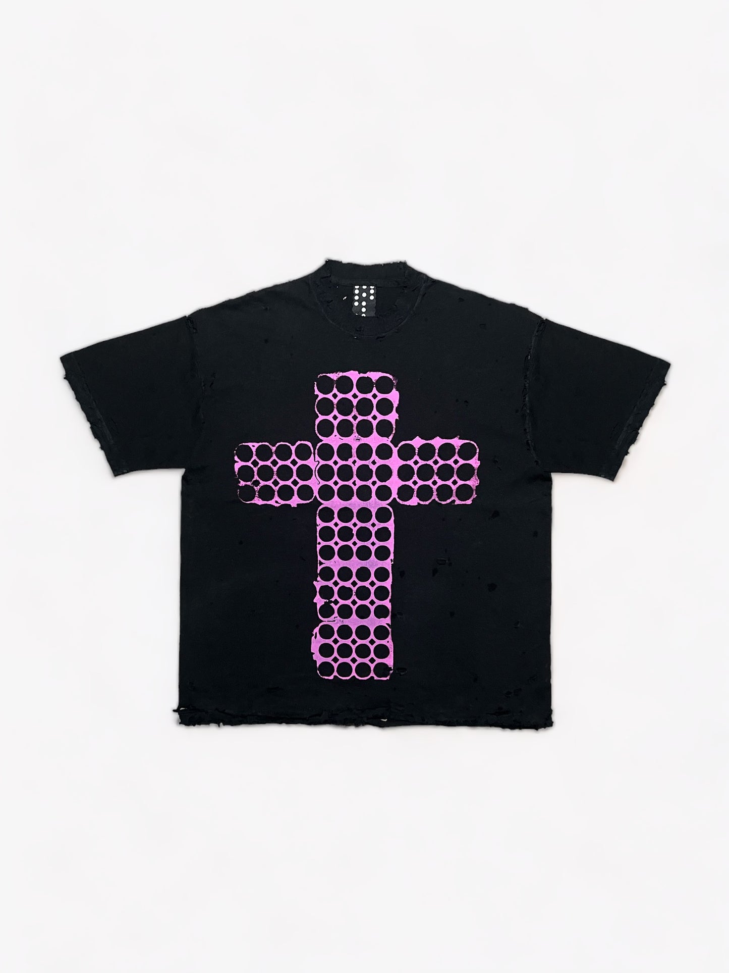 Black Cross Distressed Tee